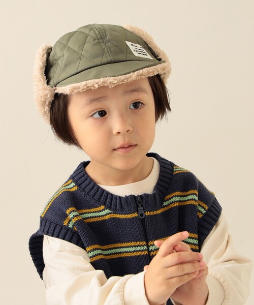 BEAMS mini（ビームスミニ）の「キルティング イヤーキャップ 2025FW（キャップ・キッズ・ワイン/グリーン系その他5/チャコールグレー・ONE SIZE）」の6枚目の写真