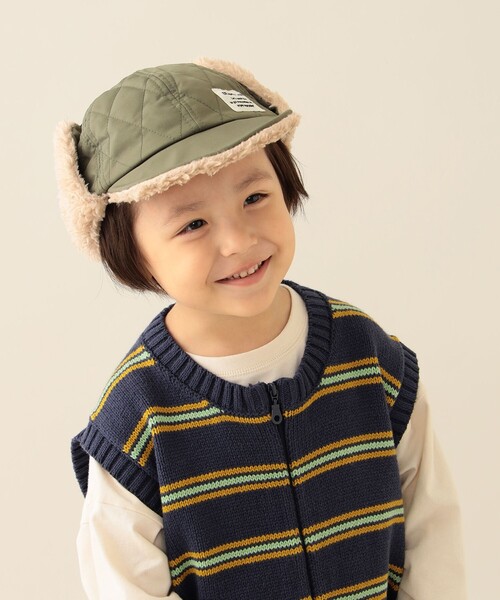 BEAMS mini（ビームスミニ）の「キルティング イヤーキャップ 2025FW（キャップ・キッズ・ワイン/グリーン系その他5/チャコールグレー・ONE SIZE）」の7枚目の写真