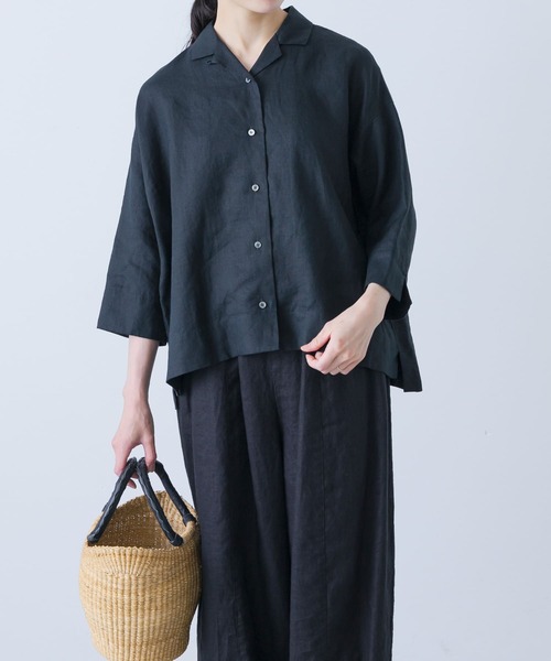 かぐれ - ★完売★かぐれ　リネンオープンシャツ リネンオープンカラーシャツ（シャツ/ブラウス）｜かぐれ