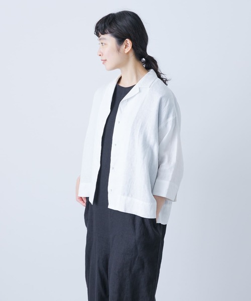 かぐれ（カグレ）の「リネンオープンカラーシャツ（シャツ/ブラウス