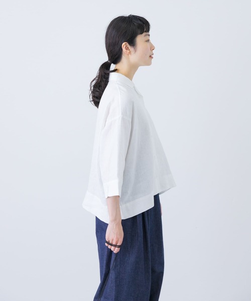 かぐれ　リネンオープンカラーシャツ　キナリ　美品☆ かぐれ リネンオープンカラーシャツ キナリ 美品☆ 羽織っても