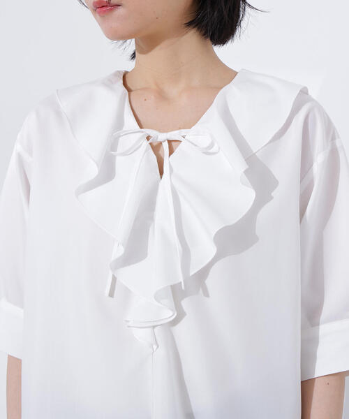 N.(N. Natural Beauty Basic)(エヌエヌナチュラルビューティーベーシック)の「ラッフルリボンブラウス(シャツ/ブラウス・レディース・オフホワイト/ブルー/イエロー・MEDIUM)」の11枚目の写真