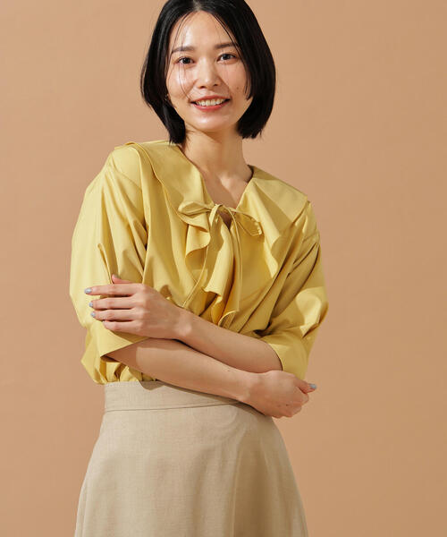 N.(N. Natural Beauty Basic)(エヌエヌナチュラルビューティーベーシック)の「ラッフルリボンブラウス(シャツ/ブラウス・レディース・オフホワイト/ブルー/イエロー・MEDIUM)」の18枚目の写真