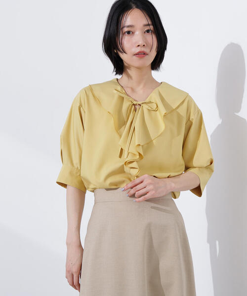 N.(N. Natural Beauty Basic)(エヌエヌナチュラルビューティーベーシック)の「ラッフルリボンブラウス(シャツ/ブラウス・レディース・オフホワイト/ブルー/イエロー・MEDIUM)」の20枚目の写真