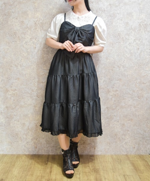 axes femme(アクシーズファム)の「ビッグリボンティアードワンピース(ワンピース・レディース・ブルー/ブラック/ホワイト/インディゴブルー/ミント/ワイン・FREE)」の3枚目の写真
