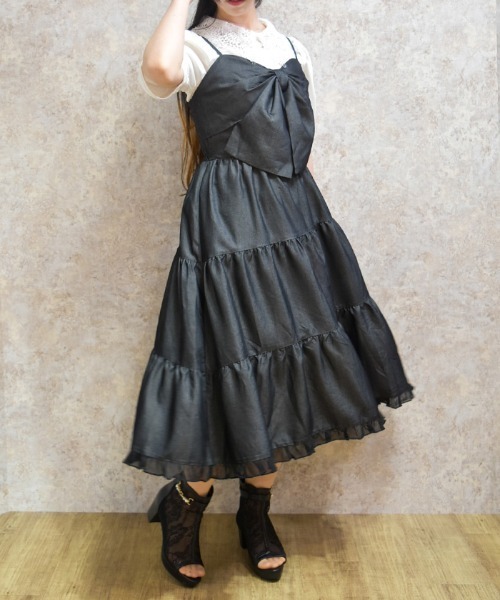 axes femme(アクシーズファム)の「ビッグリボンティアードワンピース(ワンピース・レディース・ブルー/ブラック/ホワイト/インディゴブルー/ミント/ワイン・FREE)」の14枚目の写真