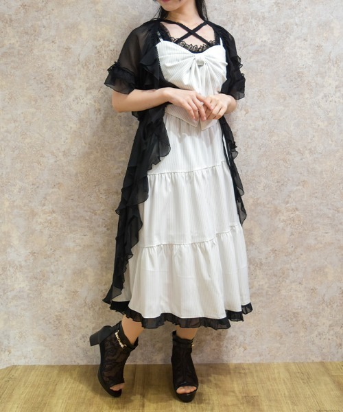 axes femme(アクシーズファム)の「ビッグリボンティアードワンピース(ワンピース・レディース・ブルー/ブラック/ホワイト/インディゴブルー/ミント/ワイン・FREE)」の7枚目の写真