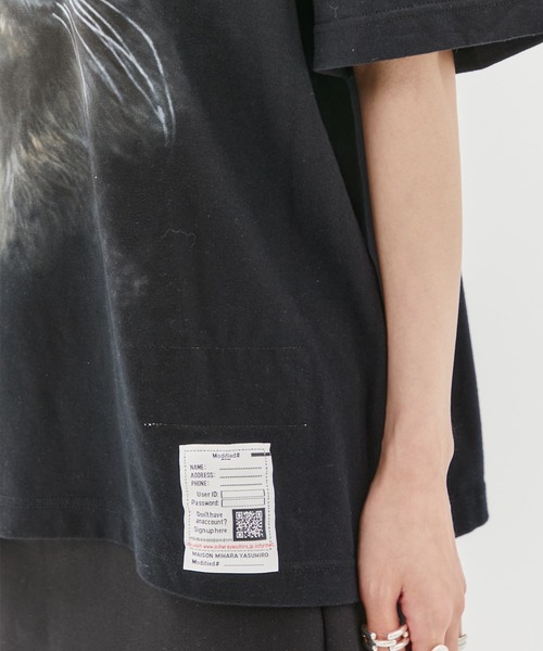 メゾンミハラヤスヒロ ブリーチド キャット プリント ロングスリーブ Tシャツ MIHARA YASUHIRO/ミハラヤスヒロ】CAT PRINTED TEE/キャット