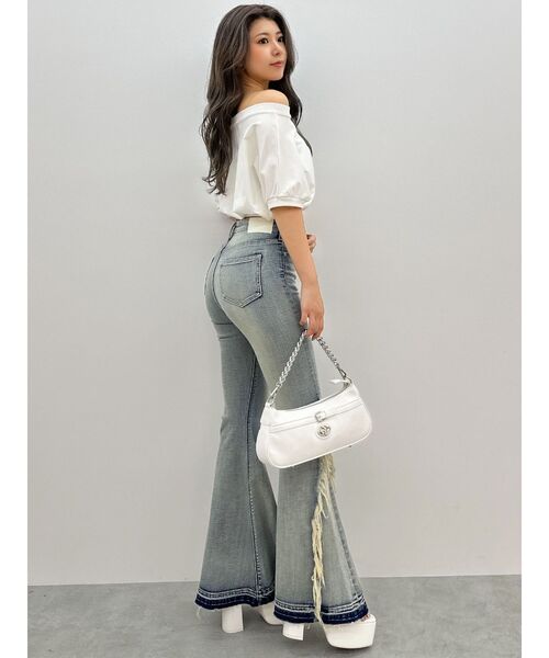 GYDA(ジェイダ)の「GDエンボスオフショルトップス(Tシャツ/カットソー・レディース・ブラック/オフホワイト/ピンク/スカイブルー・FREE)」の22枚目の写真