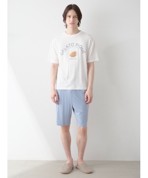 gelato pique（ジェラートピケ）の「【HOMME】レーヨンクッキーアイスサンドハーフパンツ（ルームウェア/パジャマ・メンズ・ブルー/ネイビー・M/L）」の4枚目の写真