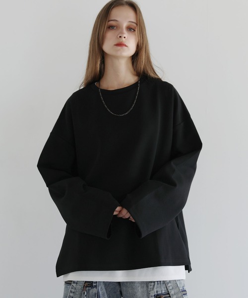 LILL(リル)の「コットンポンチロングTシャツ(Tシャツ/カットソー・メンズ・チャコールグレー/ブラック/ブルーグレー/ホワイト/ライトグレー/ボルドー・S/M/L/XL)」の7枚目の写真