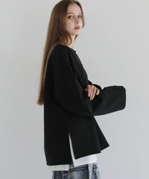 LILL(リル)の「コットンポンチロングTシャツ(Tシャツ/カットソー・メンズ・チャコールグレー/ブラック/ブルーグレー/ホワイト/ライトグレー/ボルドー・S/M/L/XL)」の8枚目の写真
