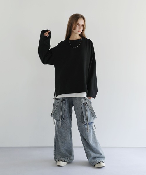 LILL(リル)の「コットンポンチロングTシャツ(Tシャツ/カットソー・メンズ・チャコールグレー/ブラック/ブルーグレー/ホワイト/ライトグレー/ボルドー・S/M/L/XL)」の10枚目の写真