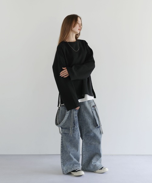 LILL(リル)の「コットンポンチロングTシャツ(Tシャツ/カットソー・メンズ・チャコールグレー/ブラック/ブルーグレー/ホワイト/ライトグレー/ボルドー・S/M/L/XL)」の11枚目の写真