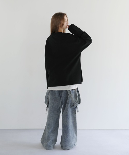 LILL(リル)の「コットンポンチロングTシャツ(Tシャツ/カットソー・メンズ・チャコールグレー/ブラック/ブルーグレー/ホワイト/ライトグレー/ボルドー・S/M/L/XL)」の13枚目の写真