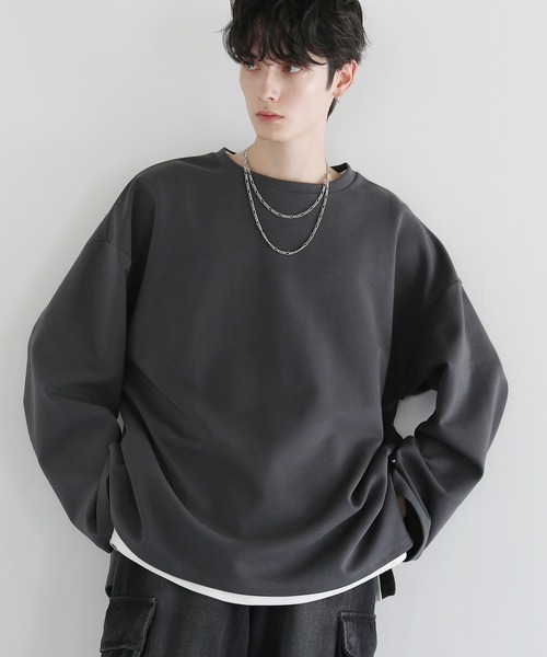 LILL(リル)の「コットンポンチロングTシャツ(Tシャツ/カットソー・メンズ・チャコールグレー/ブラック/ブルーグレー/ホワイト/ライトグレー/ボルドー・S/M/L/XL)」の18枚目の写真