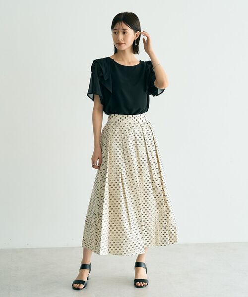 YECCA VECCA(イェッカヴェッカ)の「タックフレアスカート(スカート・レディース・ストライプ/ドット・S/M)」の5枚目の写真