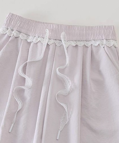ADDITION STORE(アディションストア)の「【腰回りのレース使いが可愛いリラックスワイドパンツ】レースデザイン リラックス ワイドパンツ(その他パンツ・レディース・ブラック/ホワイト/イエロー/パープル/サックスブルー・MEDIUM/SMALL/LARGE)」の12枚目の写真