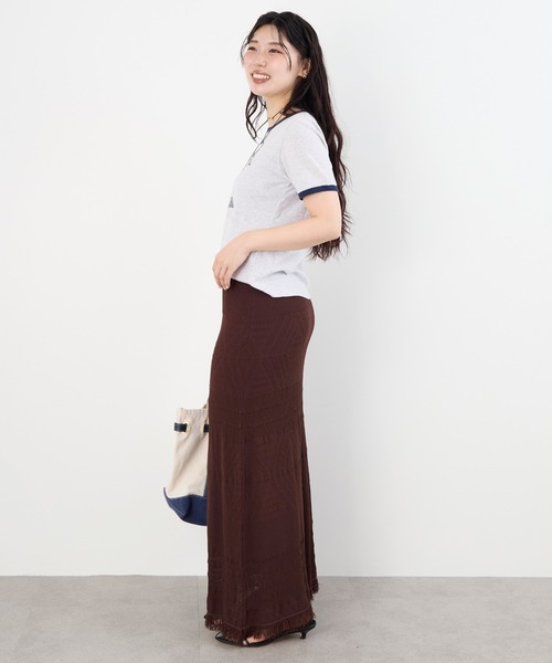 SPORTY&RICH（スポーティアンドリッチ）の「【SPORTY & RICH】"CALIFORNIA"ロゴプリント ラインソフトTシャツ（Tシャツ/カットソー・レディース・ライトグレー・S）」の9枚目の写真