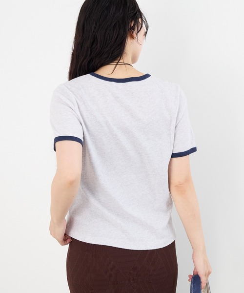 SPORTY&RICH（スポーティアンドリッチ）の「【SPORTY & RICH】"CALIFORNIA"ロゴプリント ラインソフトTシャツ（Tシャツ/カットソー・レディース・ライトグレー・S）」の10枚目の写真