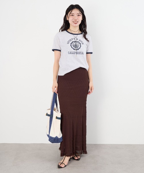 SPORTY&RICH（スポーティアンドリッチ）の「【SPORTY & RICH】"CALIFORNIA"ロゴプリント ラインソフトTシャツ（Tシャツ/カットソー・レディース・ライトグレー・S）」の11枚目の写真