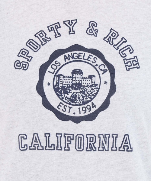 SPORTY&RICH（スポーティアンドリッチ）の「【SPORTY & RICH】"CALIFORNIA"ロゴプリント ラインソフトTシャツ（Tシャツ/カットソー・レディース・ライトグレー・S）」の12枚目の写真