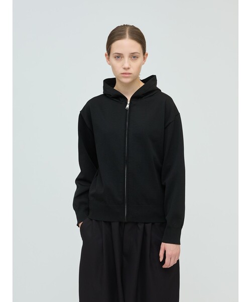 mizuiroind（ミズイロインド）の「mizuiro ind ジップフードニットプルオーバー（Tシャツ/カットソー・レディース・ブラック/ライトグレー/ネイビー・FREE）」の2枚目の写真