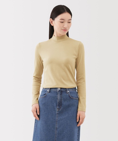 無印良品（ムジルシリョウヒン）の「婦人　起毛フライス編みハイネック長袖Ｔシャツ（Tシャツ/カットソー・レディース・ライトイエロー/ライトグレー/ホワイト/ブラック系/ホワイト系/ブラック・S/XL/L/M）」の6枚目の写真