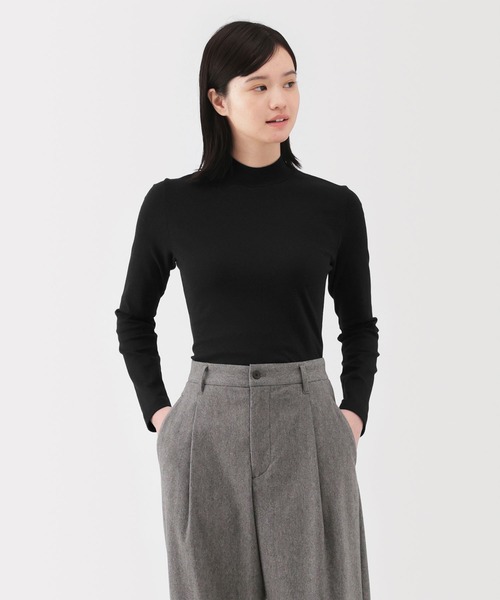 無印良品（ムジルシリョウヒン）の「婦人　起毛フライス編みハイネック長袖Ｔシャツ（Tシャツ/カットソー・レディース・ライトイエロー/ライトグレー/ホワイト/ブラック系/ホワイト系/ブラック・S/XL/L/M）」の3枚目の写真