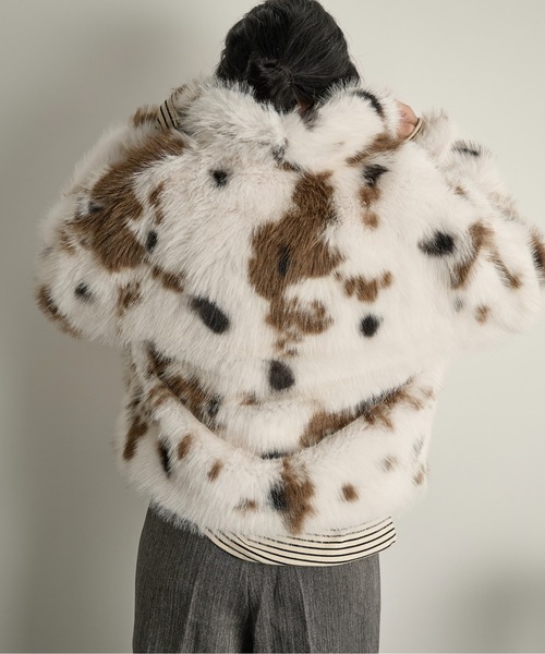 Reoちゃん❤JUSGLITTY 衿ファー付きポケットファーコート 襟付きジップスポケットファーコート[品番：NTRW0011709