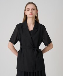 カラミリネンライクノーカラー ジャケット〈セットアップ対応商品