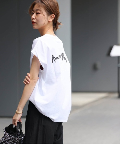 JOURNAL STANDARD relume（ジャーナルスタンダード　レリューム）の「《追加3》刺繍ロゴフレンチTEE（Tシャツ/カットソー・レディース・ホワイト系その他/ブラック系その他/ホワイト×ホワイト・FREE）」の9枚目の写真