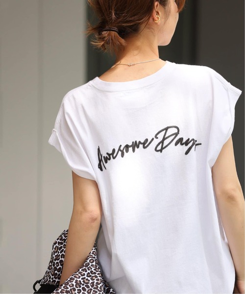 JOURNAL STANDARD relume（ジャーナルスタンダード　レリューム）の「《追加3》刺繍ロゴフレンチTEE（Tシャツ/カットソー・レディース・ホワイト系その他/ブラック系その他/ホワイト×ホワイト・FREE）」の11枚目の写真