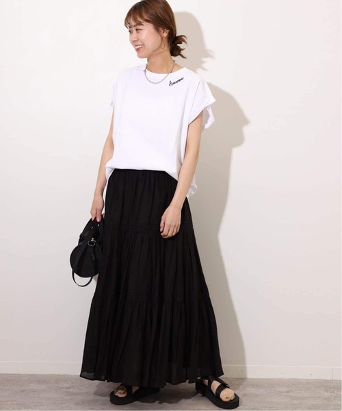 JOURNAL STANDARD relume（ジャーナルスタンダード　レリューム）の「《追加3》刺繍ロゴフレンチTEE（Tシャツ/カットソー・レディース・ホワイト系その他/ブラック系その他/ホワイト×ホワイト・FREE）」の16枚目の写真