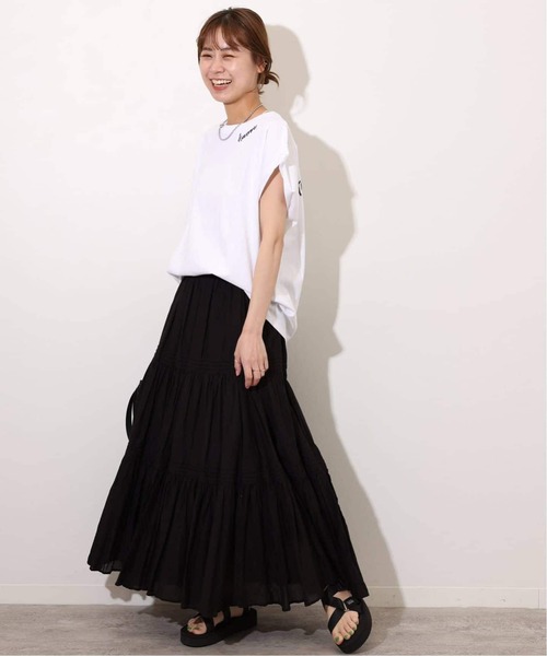 JOURNAL STANDARD relume（ジャーナルスタンダード　レリューム）の「《追加3》刺繍ロゴフレンチTEE（Tシャツ/カットソー・レディース・ホワイト系その他/ブラック系その他/ホワイト×ホワイト・FREE）」の17枚目の写真