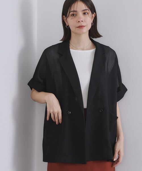 【美品】CLOCHE ブラック テーラードジャケット 透け感あり cloche ジャケット テーラードジャケット 「CLOCHE