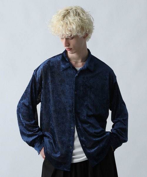 SAG HARBOR レオパード　ベロアシャツ SAG HARBOR レオパード ベロアシャツ