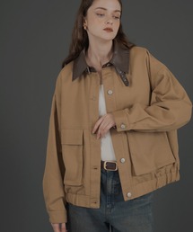 Mili affinity | フェイクレザー切り替えバイカラーワークジャケット(ブルゾン)