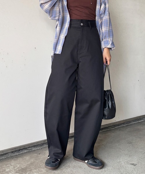 セール】ワイドエッグチノパンツ / バレルパンツ コクーンパンツ ハイ