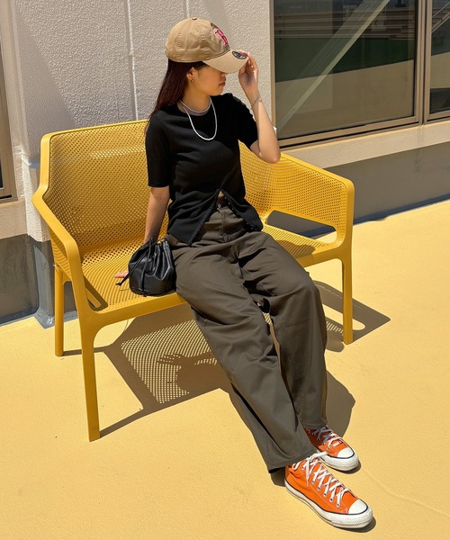 ISOOK(アイスー)の「ワイドエッグチノパンツ / バレルパンツ コクーンパンツ ハイウエスト ベージュ ブラウン カーキ ブラック ZOZOTOWN限定(チノパンツ・レディース・ブラウン/ブラック/カーキ/ライトベージュ・マルチサイズ)」の9枚目の写真