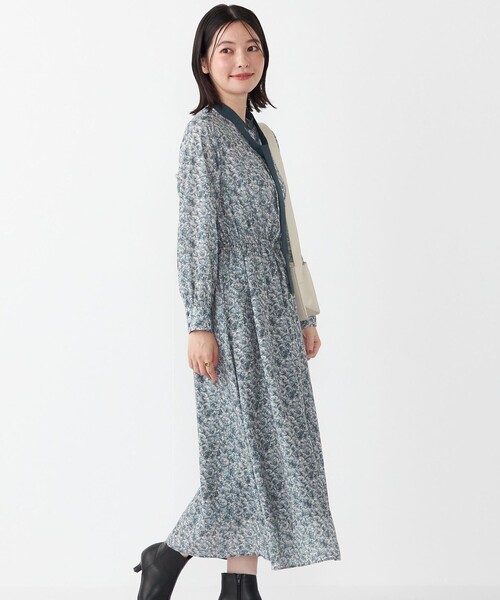 セール】SHIPS Colors:〈手洗い可能〉MULHOUSE ボウタイ ワンピース