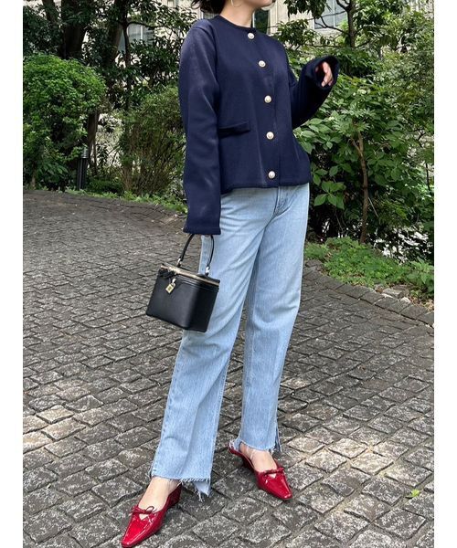 Mila Owen（ミラオーウェン）の「【USAGI ONLINE・ZOZO限定】ニットカーデジャケット（カーディガン/ボレロ・レディース・ネイビー/イエロー/その他・1/0）」の12枚目の写真