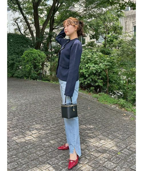 Mila Owen（ミラオーウェン）の「【USAGI ONLINE・ZOZO限定】ニットカーデジャケット（カーディガン/ボレロ・レディース・ネイビー/イエロー/その他・1/0）」の14枚目の写真