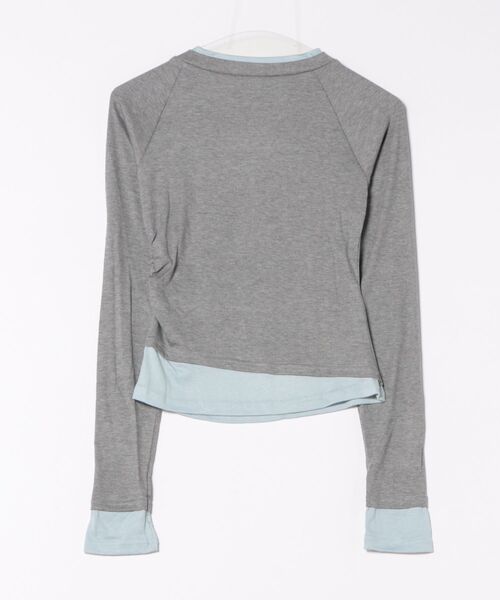 Lace Ladies(レースレディース)の「チェリー柄 ラインストーン レイヤード風 長袖 カットソー(Tシャツ/カットソー・レディース・グレー・S)」の2枚目の写真