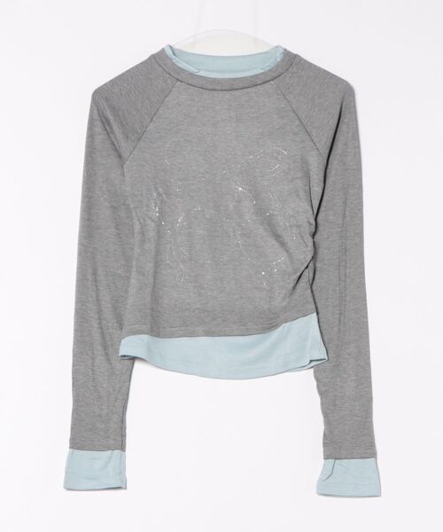 Lace Ladies(レースレディース)の「チェリー柄 ラインストーン レイヤード風 長袖 カットソー(Tシャツ/カットソー・レディース・グレー・S)」の10枚目の写真