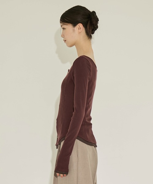 STUDIOUS（ステュディオス）の「【STUDIOUS/ステュディオス】Cashmere Silk Long Tee/カシミヤシルクロングトップス（Tシャツ/カットソー・レディース・ホワイト/ブラック/ワイン・FREE）」の17枚目の写真