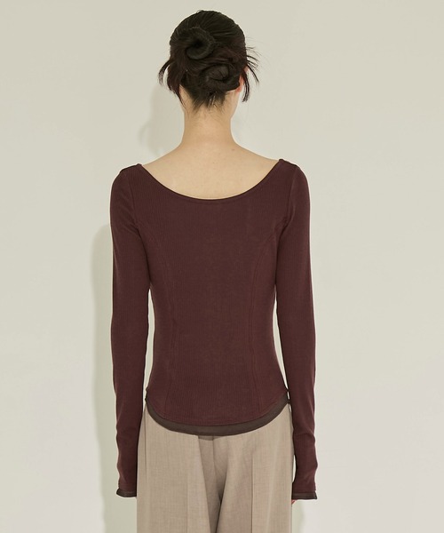 STUDIOUS（ステュディオス）の「【STUDIOUS/ステュディオス】Cashmere Silk Long Tee/カシミヤシルクロングトップス（Tシャツ/カットソー・レディース・ホワイト/ブラック/ワイン・FREE）」の18枚目の写真