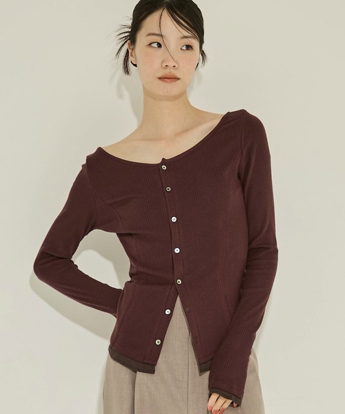 STUDIOUS（ステュディオス）の「【STUDIOUS/ステュディオス】Cashmere Silk Long Tee/カシミヤシルクロングトップス（Tシャツ/カットソー・レディース・ホワイト/ブラック/ワイン・FREE）」の14枚目の写真