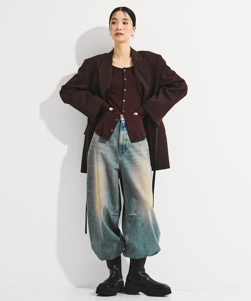 STUDIOUS（ステュディオス）の「【STUDIOUS/ステュディオス】Cashmere Silk Long Tee/カシミヤシルクロングトップス（Tシャツ/カットソー・レディース・ホワイト/ブラック/ワイン・FREE）」の6枚目の写真