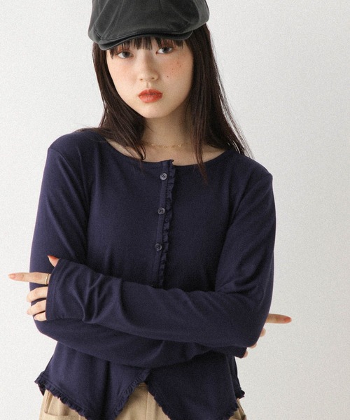 Heather(ヘザー)の「フロントデザインカットソー 592830(Tシャツ/カットソー・レディース・グレー/アイボリー/ネイビー・FREE)」の3枚目の写真